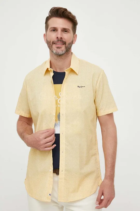 κίτρινο Βαμβακερό πουκάμισο Pepe Jeans Ανδρικά