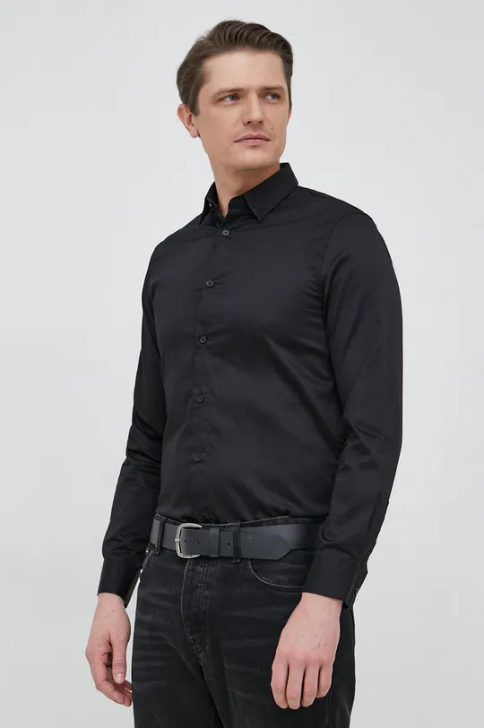 čierna Bavlnená košeľa Armani Exchange Pánsky