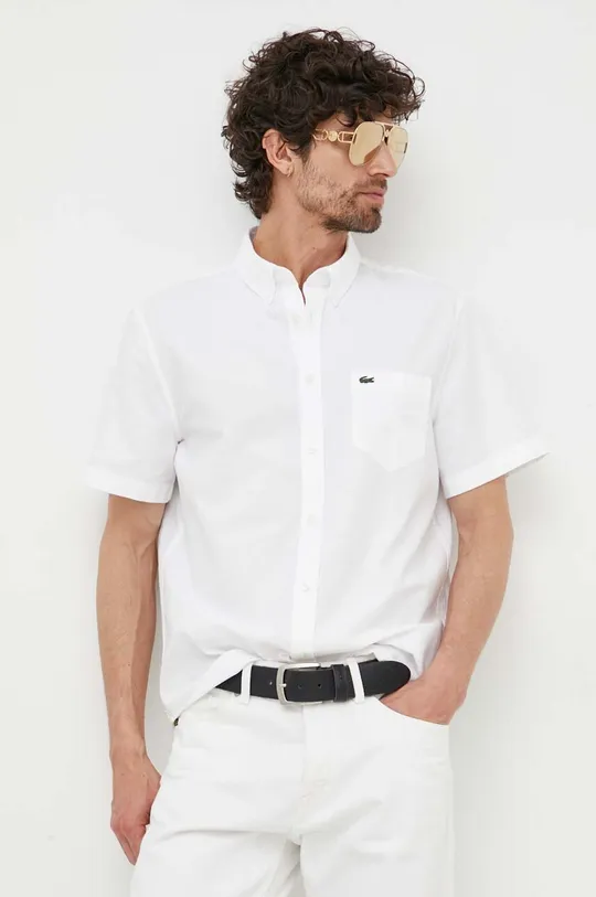 biały Lacoste koszula bawełniana