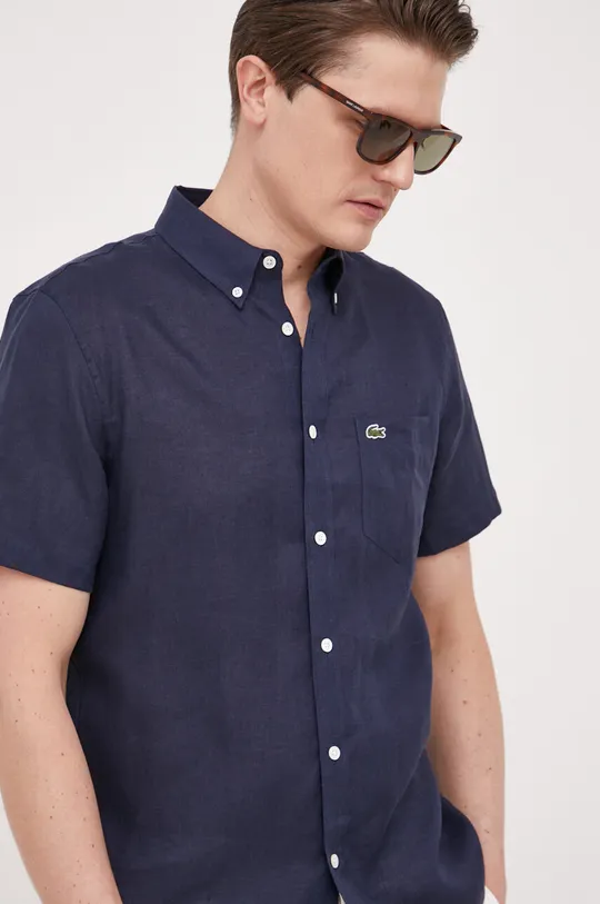 blu navy Lacoste camicia di lino