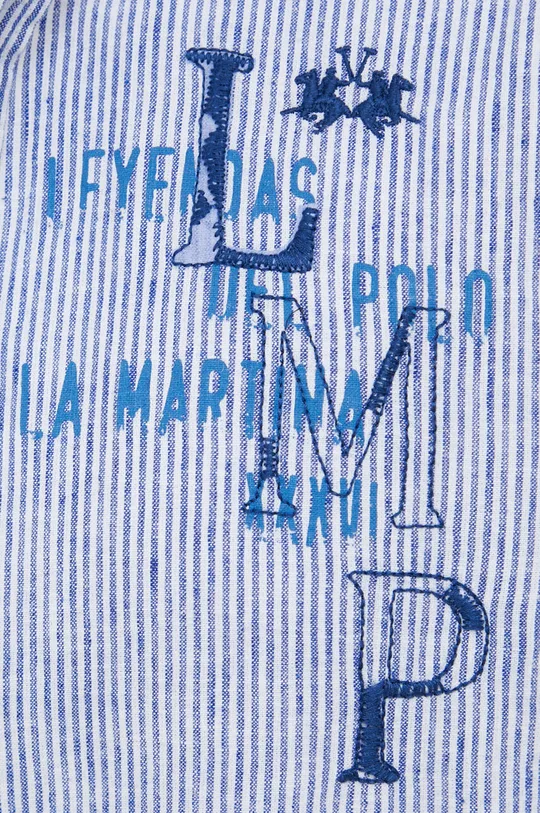 Πουκάμισο από λινό La Martina μπλε