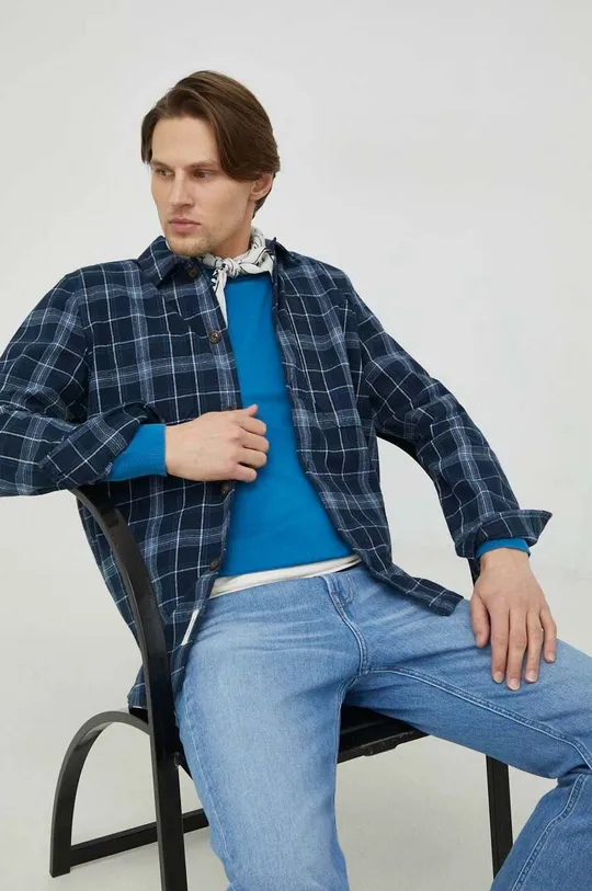 blu navy Mustang camicia in cotone Uomo