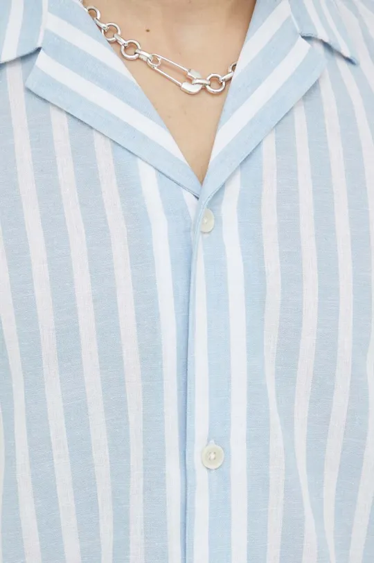 Drykorn camicia in lino misto blu