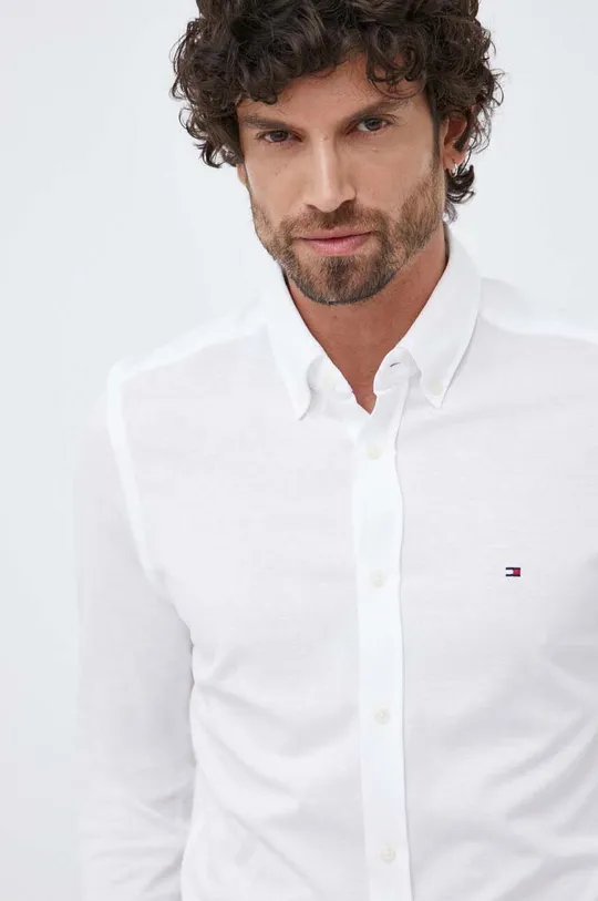 biela Bavlnená košeľa Tommy Hilfiger Pánsky