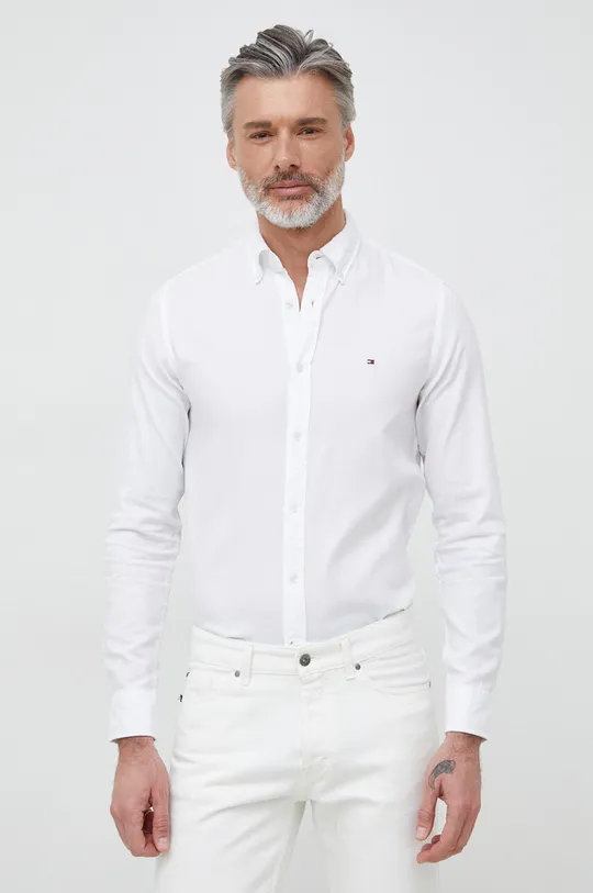 белый Хлопковая рубашка Tommy Hilfiger Мужской