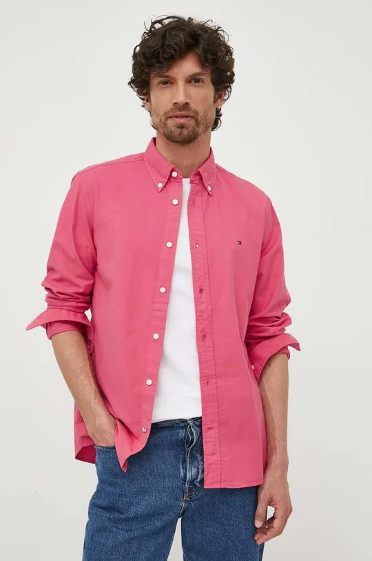 roza Pamučna košulja Tommy Hilfiger