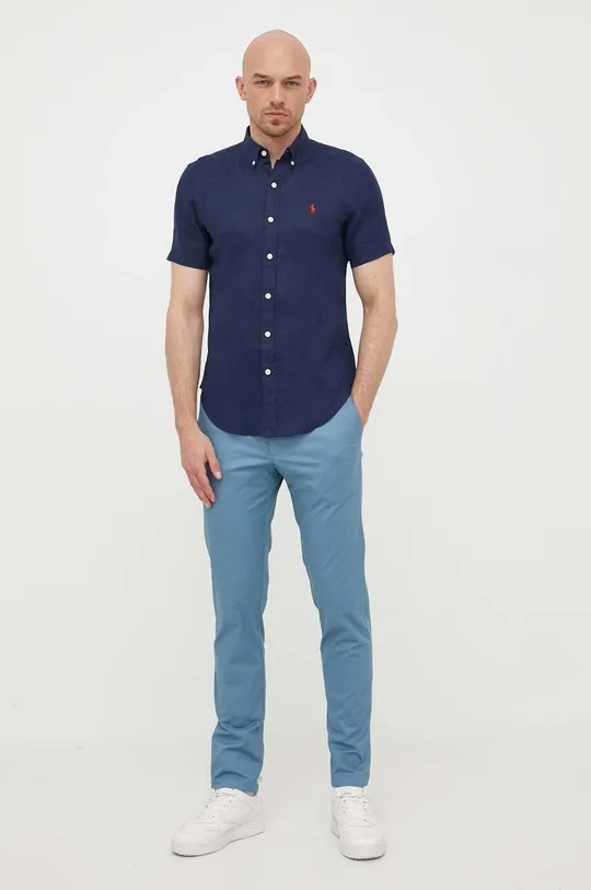 Льняная рубашка Polo Ralph Lauren тёмно-синий