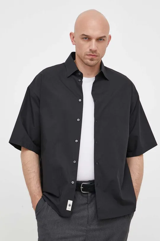 μαύρο Βαμβακερό πουκάμισο Sisley Ανδρικά