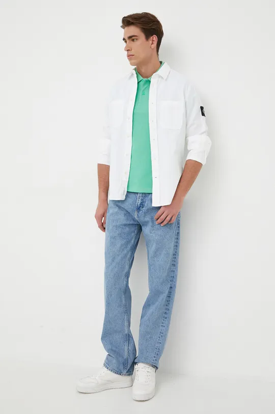 Calvin Klein Jeans koszula z domieszką lnu 61 % Bawełna, 39 % Len