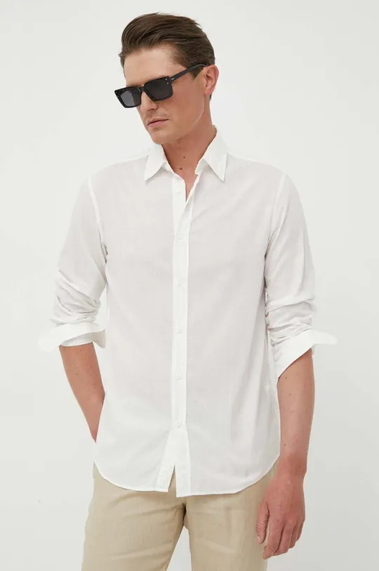 λευκό Βαμβακερό πουκάμισο United Colors of Benetton