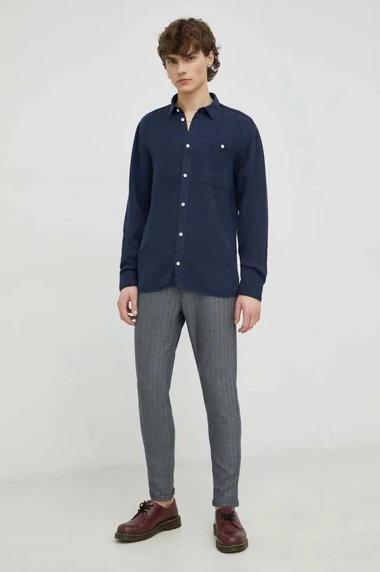 Bruuns Bazaar camicia in lino misto Lin Nuit 85% Lenzing™ Lyocell, 15% Lino