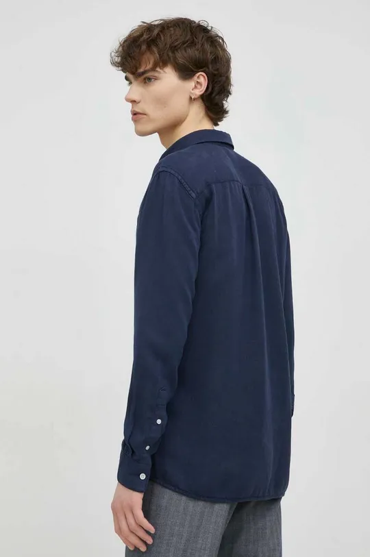 blu navy Bruuns Bazaar camicia in lino misto Lin Nuit