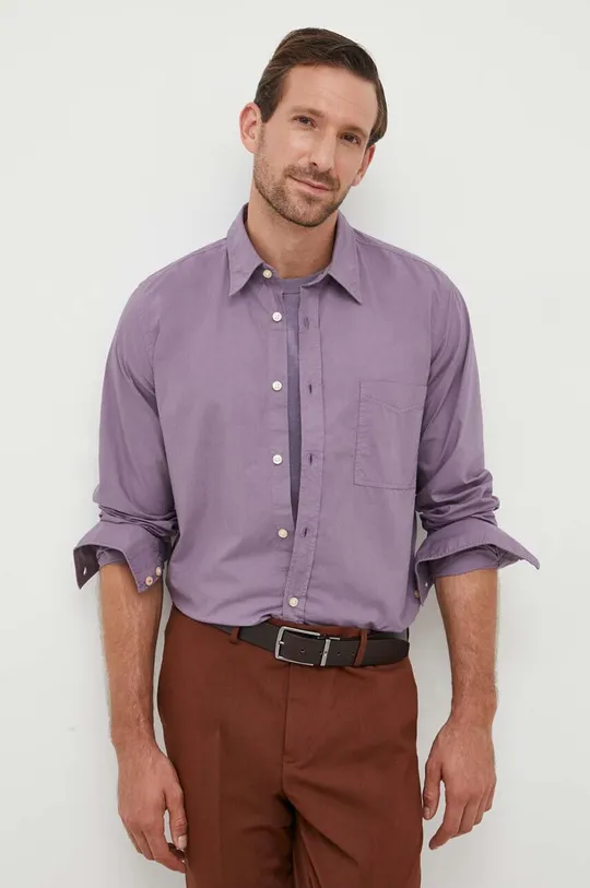 фиолетовой Хлопковая рубашка BOSS BOSS ORANGE Мужской