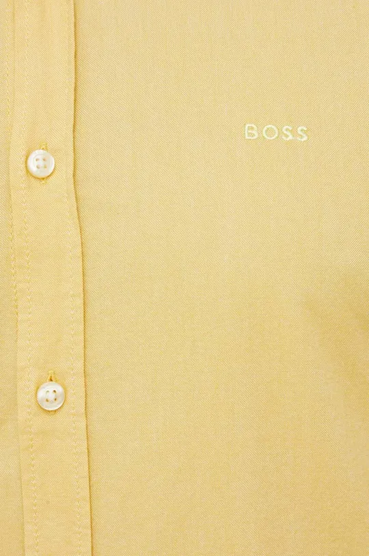 Βαμβακερό πουκάμισο BOSS BOSS ORANGE κίτρινο