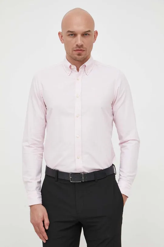 ροζ Βαμβακερό πουκάμισο BOSS BOSS ORANGE Ανδρικά