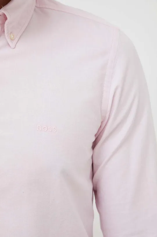 Хлопковая рубашка BOSS BOSS ORANGE розовый