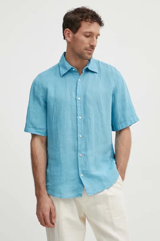 blu BOSS camicia di lino BOSS ORANGE Uomo
