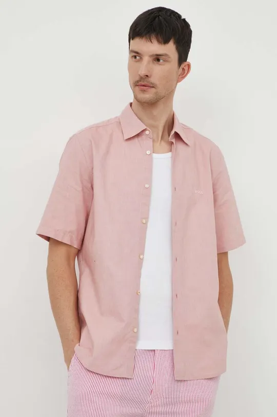 rosa BOSS camicia in cotone BOSS ORANGE Uomo