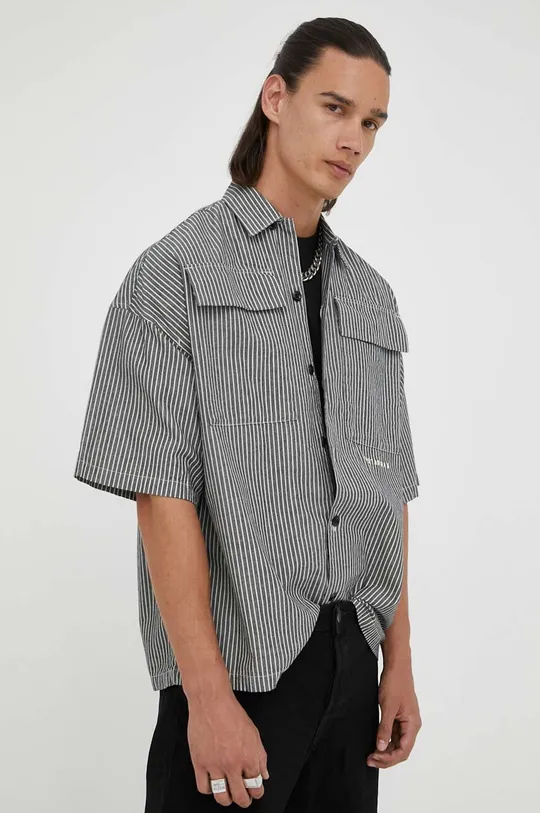 Βαμβακερό πουκάμισο G-Star Raw σκούρο μπλε