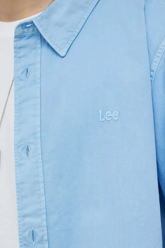 Хлопковая рубашка Lee голубой