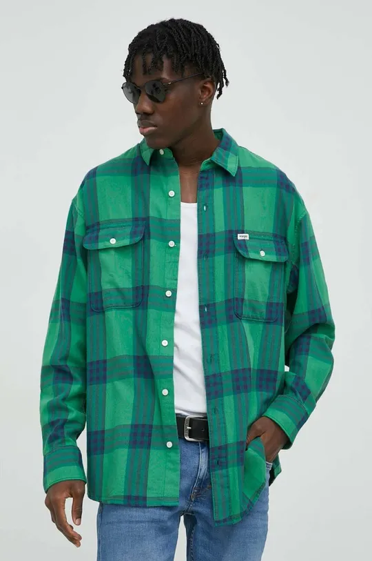 πράσινο Βαμβακερό πουκάμισο Wrangler Ανδρικά