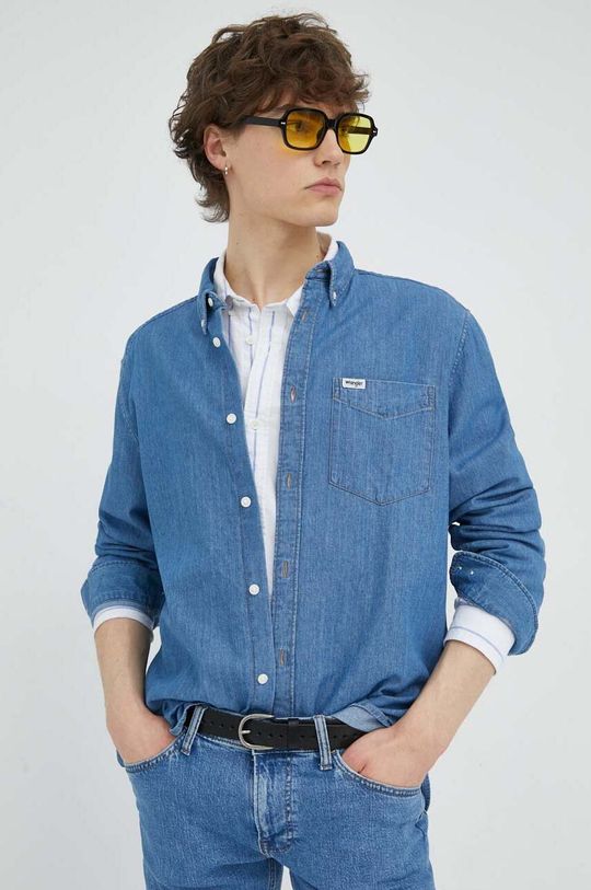 niebieski Wrangler koszula jeansowa Męski