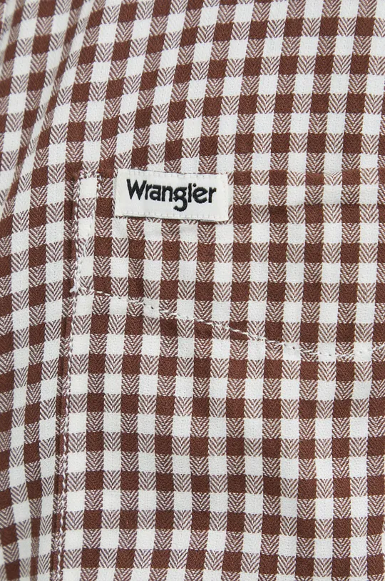 Βαμβακερό πουκάμισο Wrangler καφέ