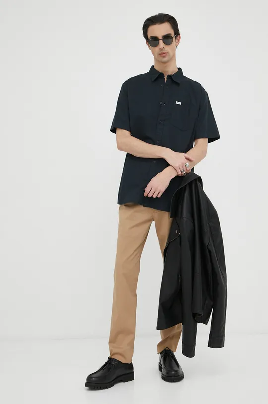 Βαμβακερό πουκάμισο Wrangler μαύρο