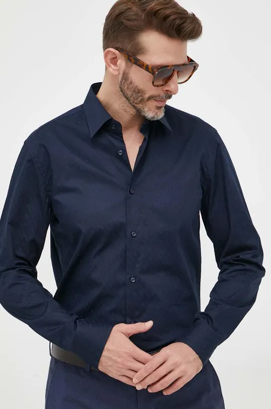 σκούρο μπλε Βαμβακερό πουκάμισο BOSS Ανδρικά