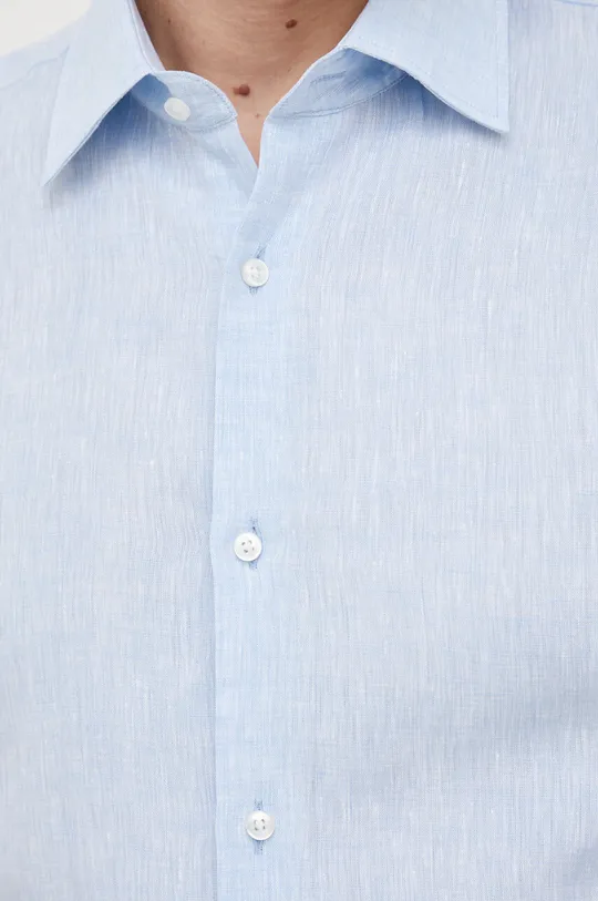 Ľanová košeľa BOSS modrá