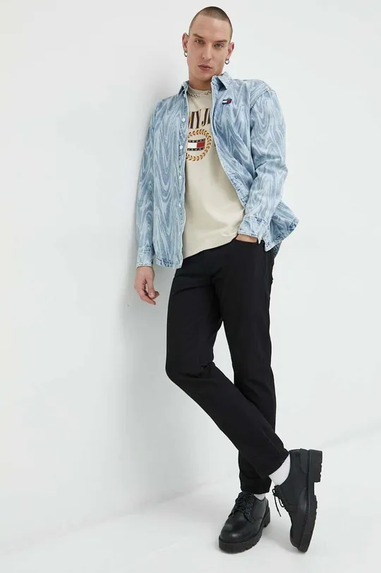 Rifľová košeľa Tommy Jeans  100 % Bavlna