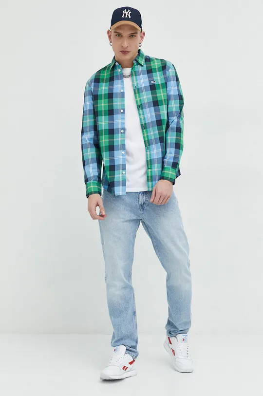 Хлопковая рубашка Tommy Jeans зелёный