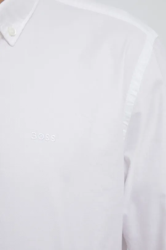 Βαμβακερό πουκάμισο BOSS λευκό