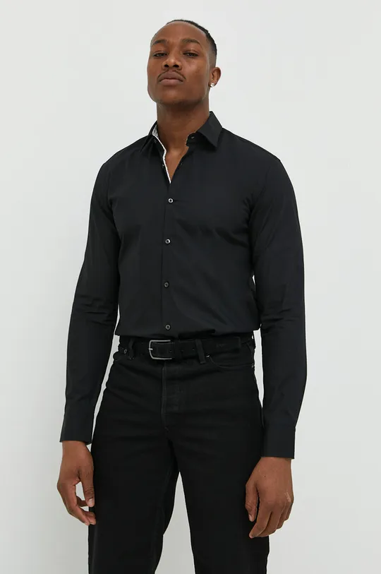 czarny HUGO koszula bawełniana Męski