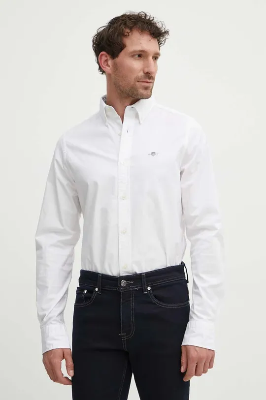 белый Хлопковая рубашка Gant Мужской