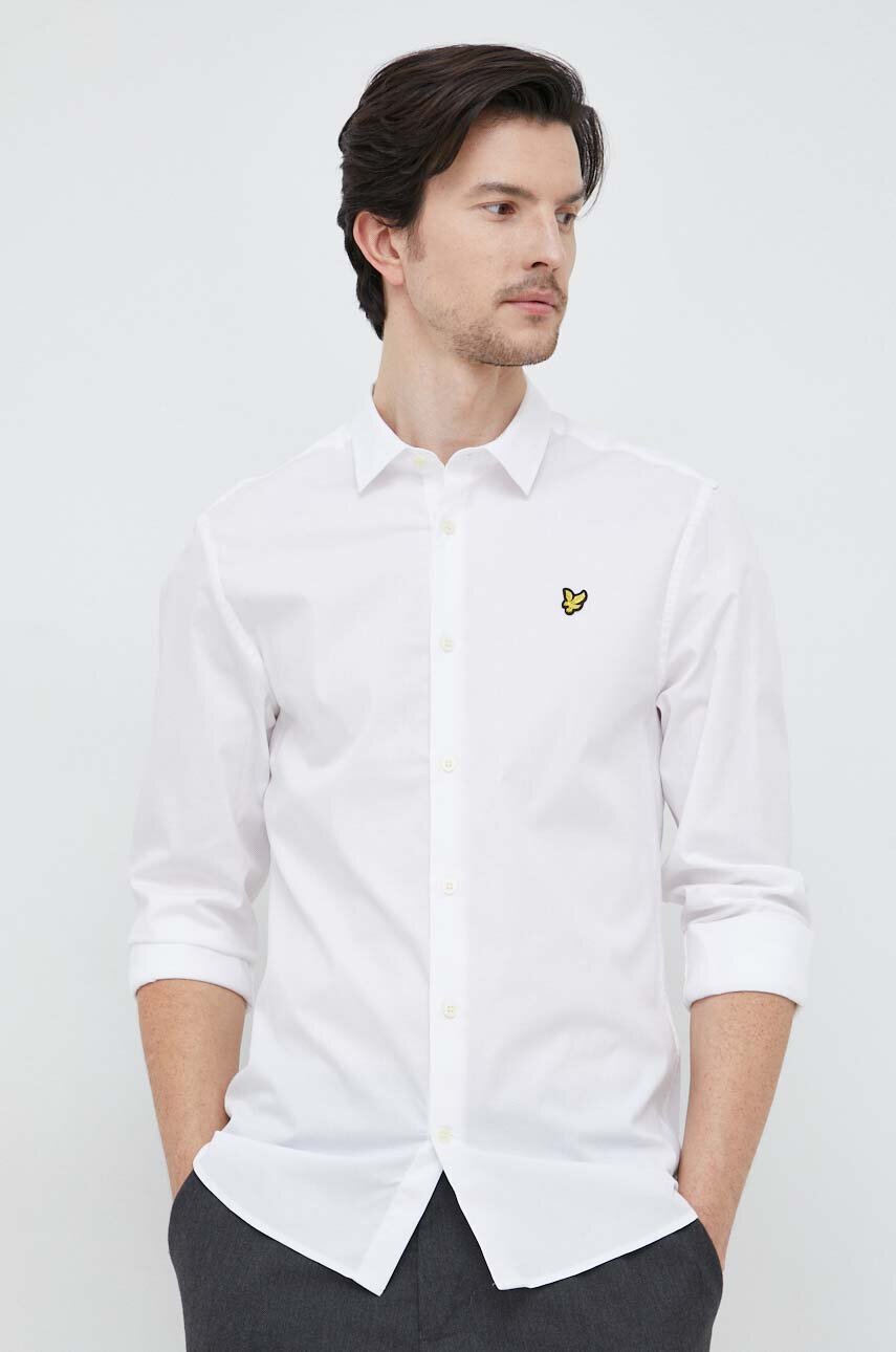 Рубашка Lyle & Scott мужская цвет белый slim классический воротник ...