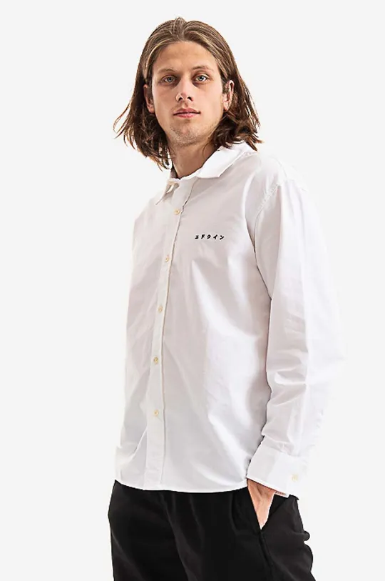 белый Хлопковая рубашка Edwin Big Ox-Shirt LS Мужской