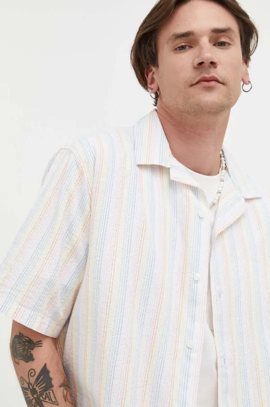 viacfarebná Bavlnená košeľa Abercrombie & Fitch x The Trevor Project Pánsky