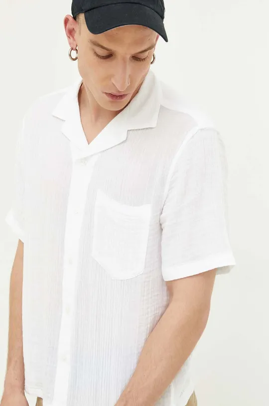 biały Abercrombie & Fitch koszula bawełniana