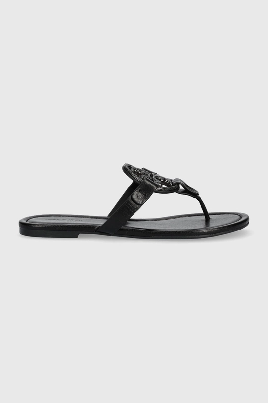 fekete Tory Burch bőr flip-flop Miller Pave Női