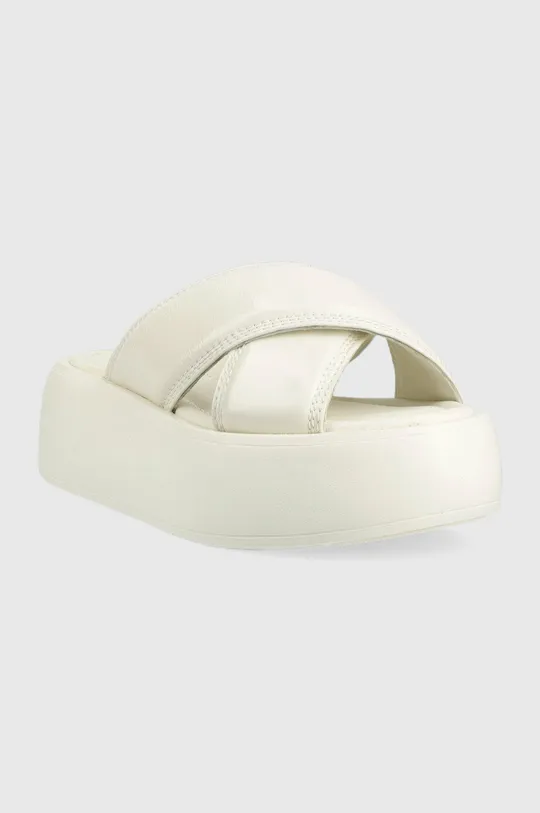 Calvin Klein klapki skórzane BUBBLE SLIDE - PAT biały