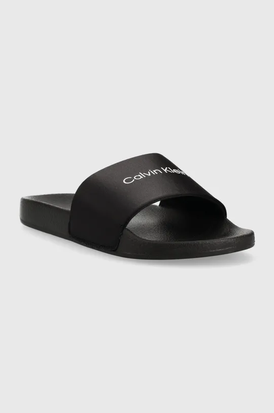 Calvin Klein klapki POOL SLIDE - SATIN czarny