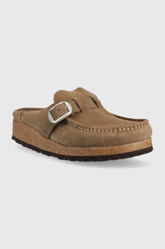 Замшеві шльопанці Birkenstock Buckley бежевий