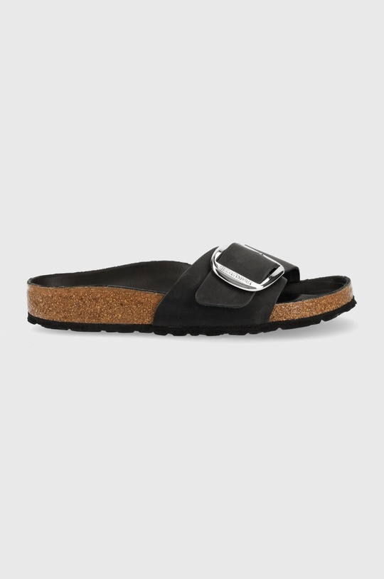 czarny Birkenstock klapki skórzane Madrid Big Buckle Damski