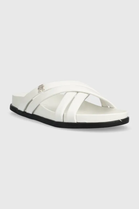 Δερμάτινες παντόφλες Tommy Hilfiger STRAP FEMININE SANDAL λευκό