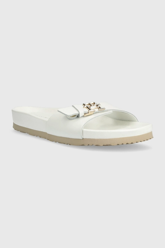 Δερμάτινες παντόφλες Tommy Hilfiger TH MULE SANDAL LEATHER λευκό