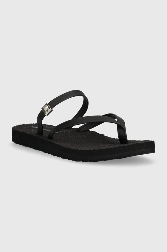 Σαγιονάρες Tommy Hilfiger TH MONOGRAM STRAP SANDAL μαύρο