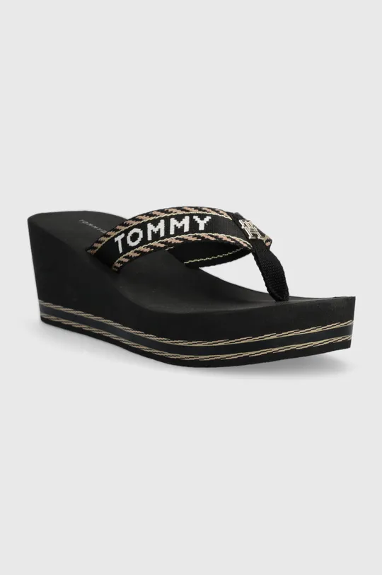 Tommy Hilfiger flip-flop TOMMY WEBBING H WEDGE SANDAL fekete