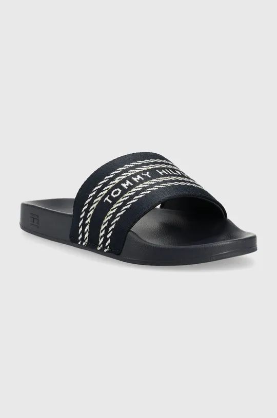 Tommy Hilfiger klapki TOMMY WEBBING SLIDE granatowy