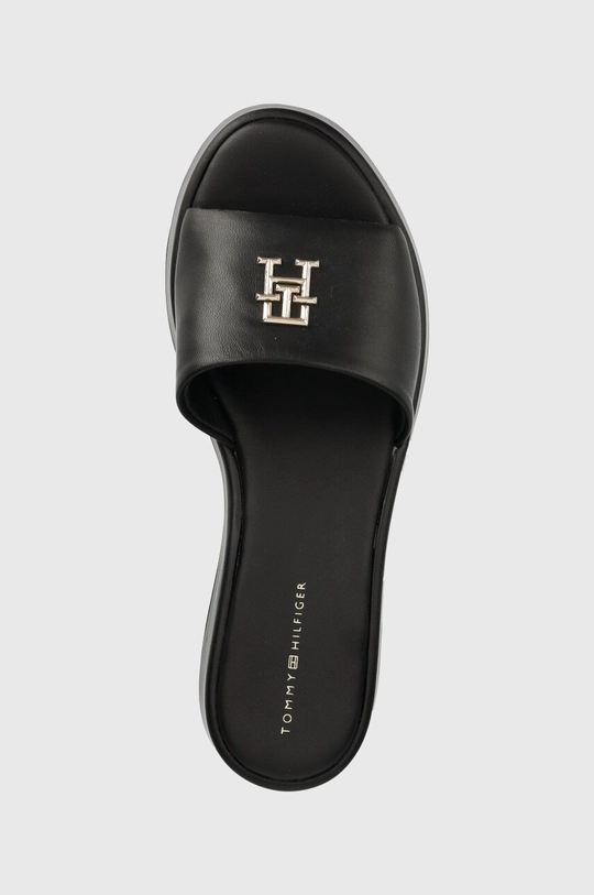 crna Kožne natikače Tommy Hilfiger TH SLIP ON SANDAL FLATFORM